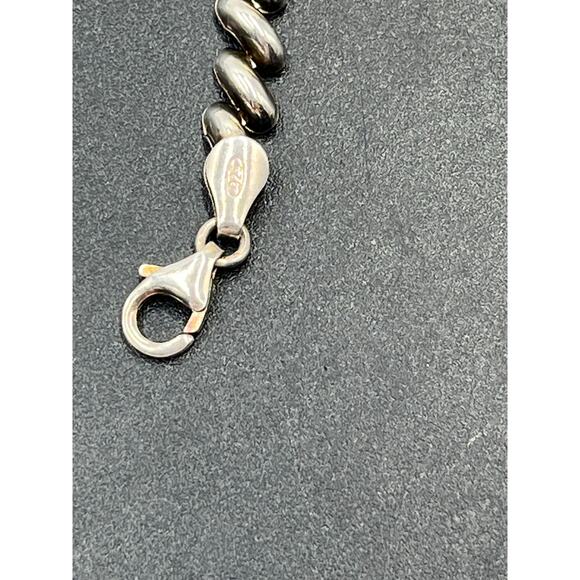 QG Signed Sterling silver Vintage Macaroni Italian Ribbed Link Bracelet Sz 7.5 - Picture 4 of 9